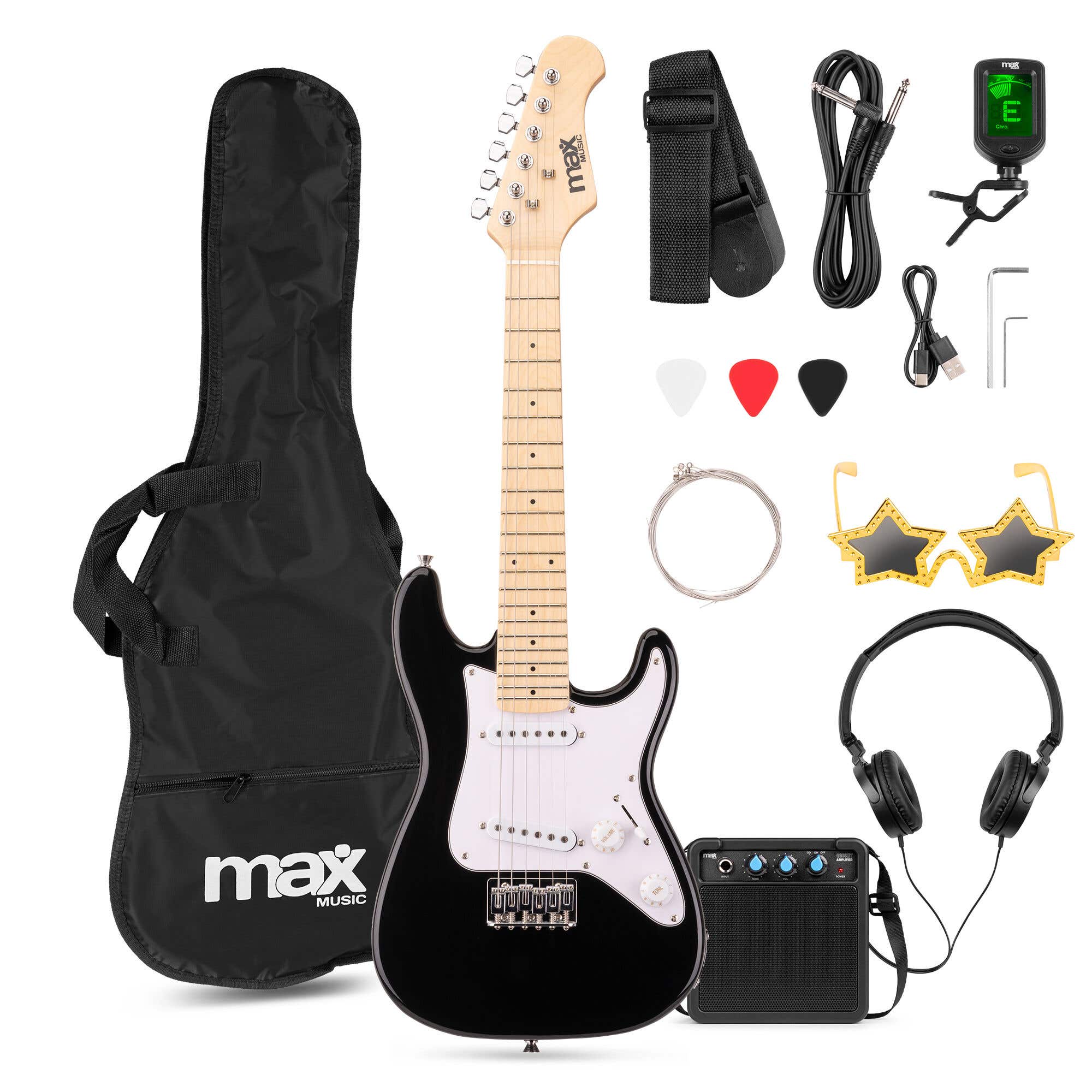 Max GigKit Junior 1/4 - Pack Guitare Électrique Enfant 3 à 7 ans - Noir