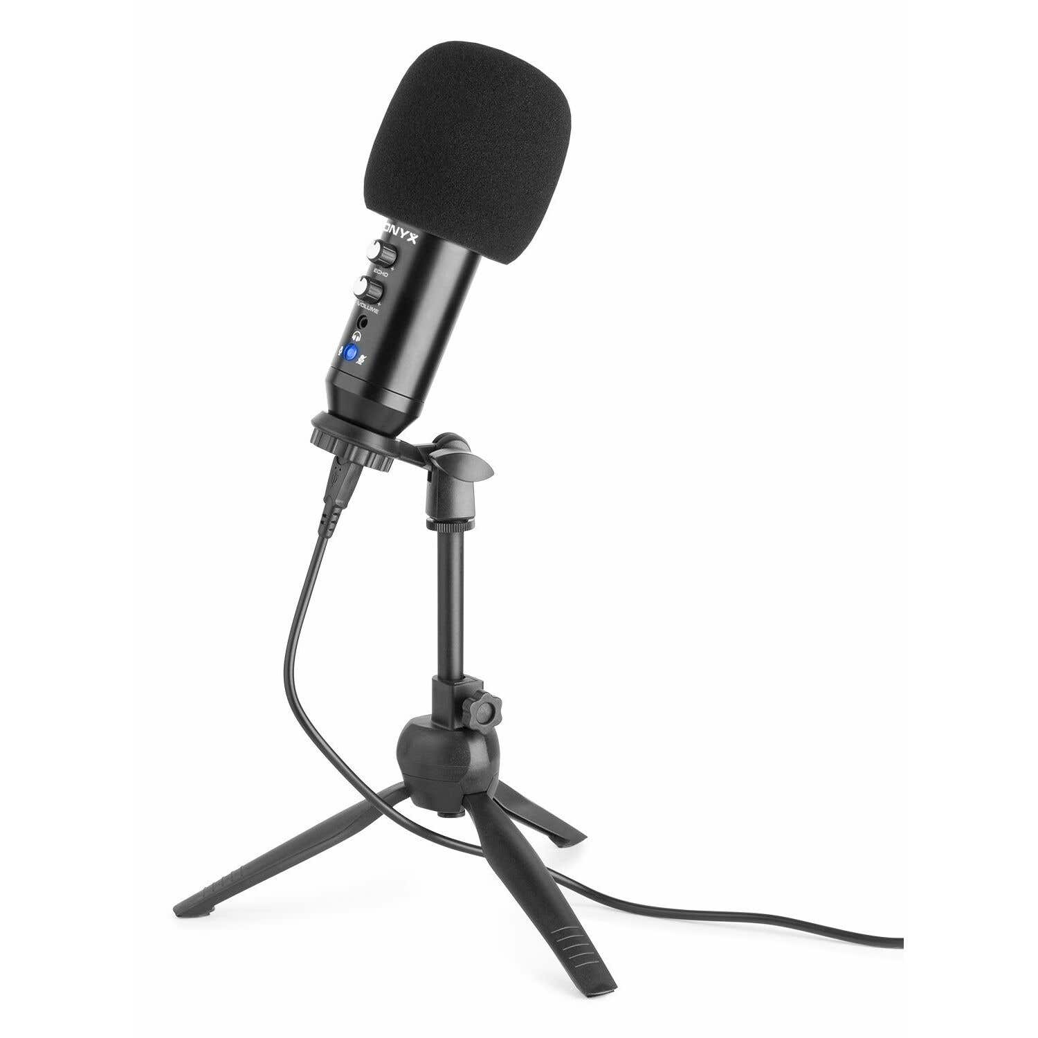 Vonyx CM320B - Microphone Studio USB avec Trépied - Noir