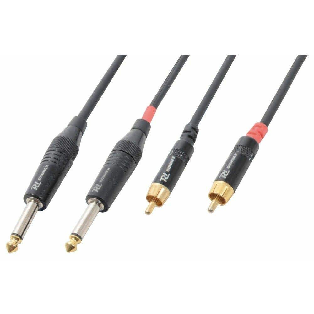 PD Connex Câble Audio Cordon 2x Jack 6,35 Mâle Mono/2x RCA Mâle - 3m