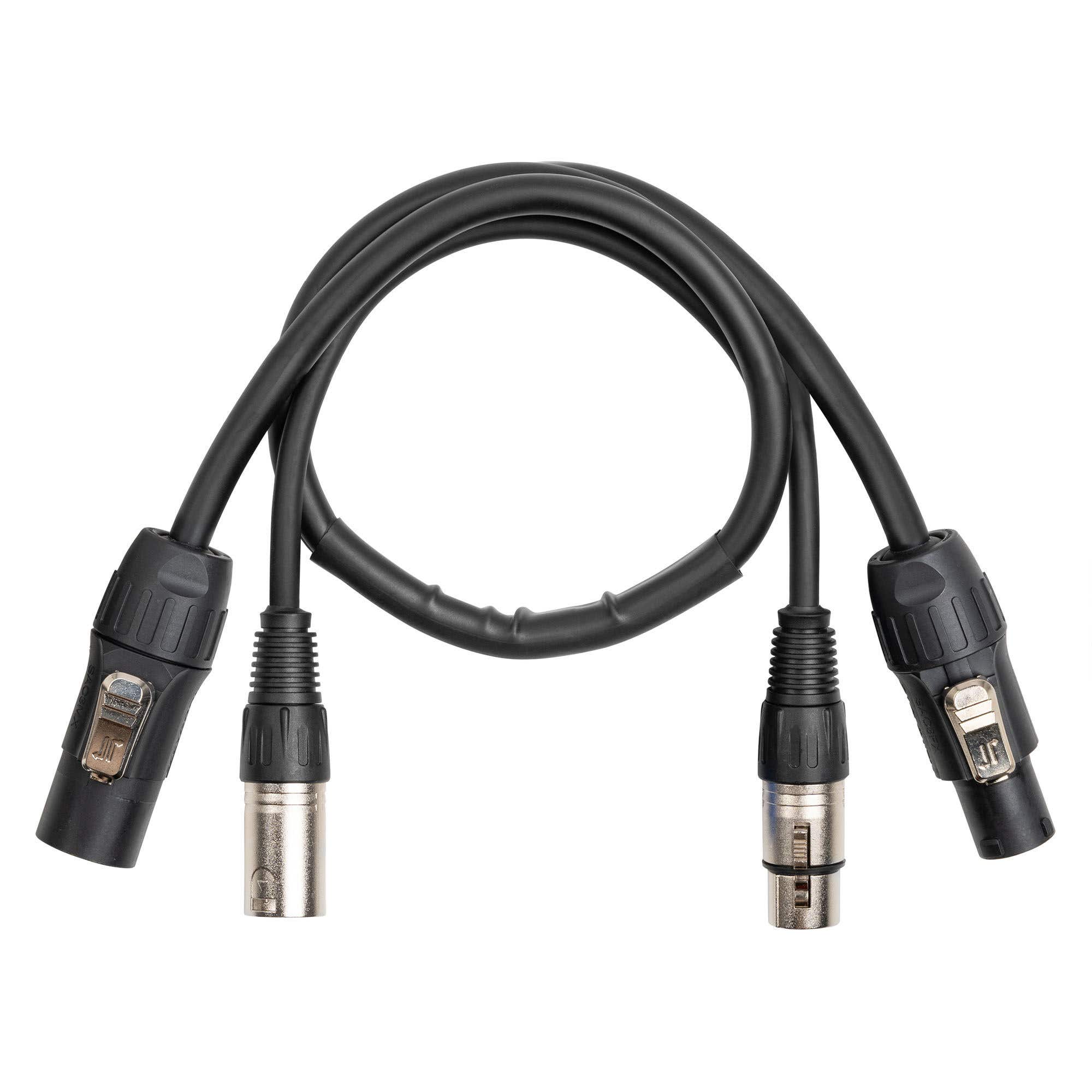 PD Connex CX13-0.5 - Câble Combiné Powerconnector TR + XLR 5 Broches IP65 0,5 m - Câble DMX et Alimentation Étanche
