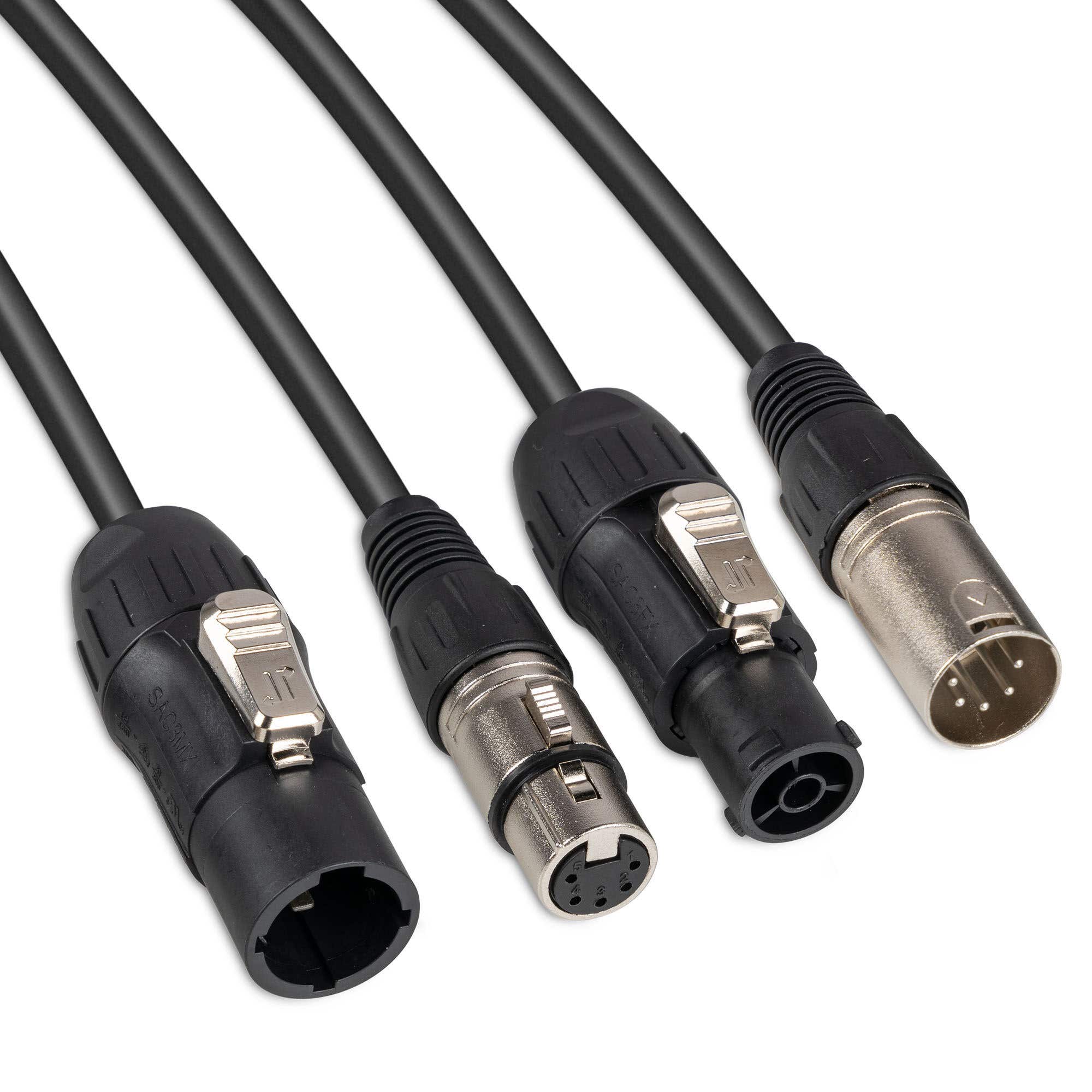 PD Connex CX13-10 - Câble Combiné Powerconnector TR + XLR 5 Broches IP65 10 m - Câble DMX et Alimentation Étanche. Disponible chez Sono Matériel - Vue 1