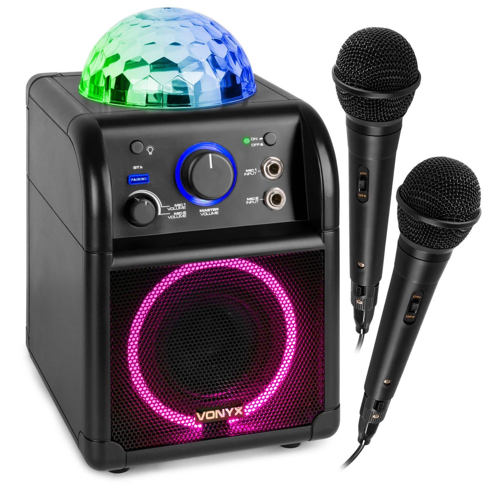 Vonyx SBS55B Enceinte Karaoké avec Deux Microphones - Noir