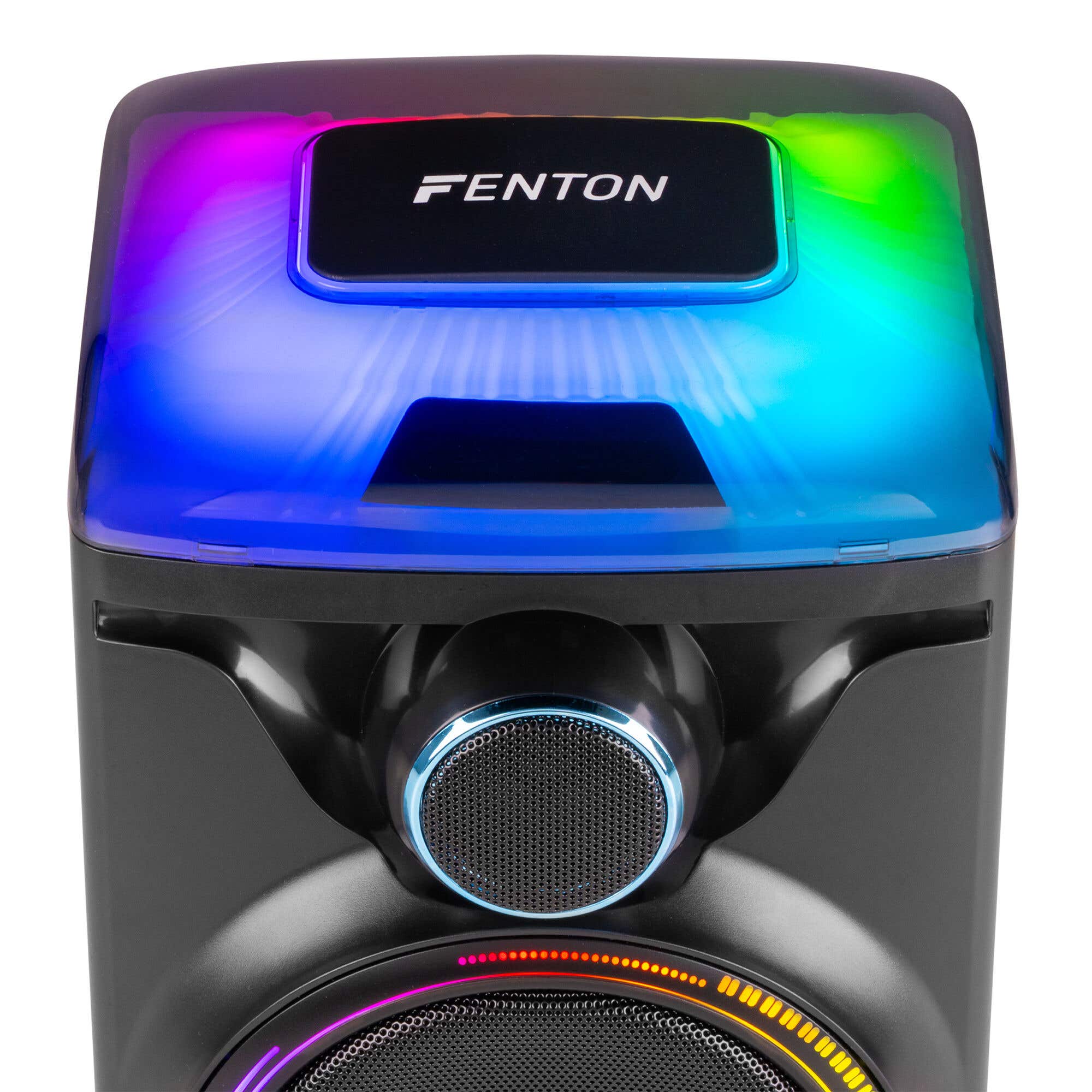Fenton Track 2.0 - Set Karaoké 120W avec BT Sans Fil, LEDs et Micro - Enceintes Stéréo | Noir