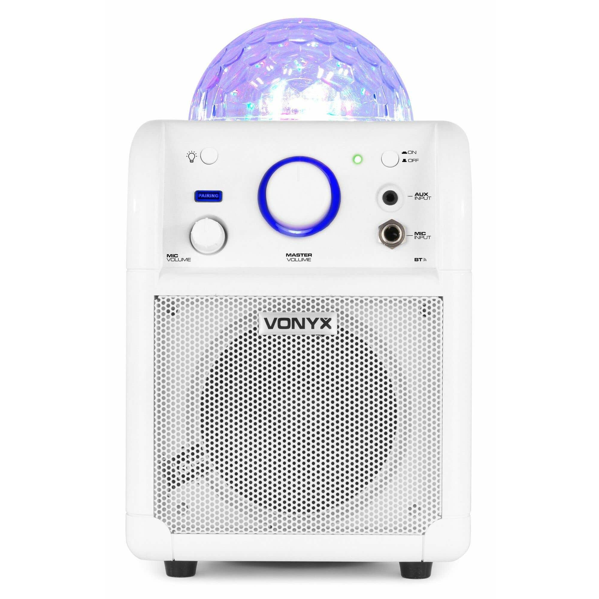 Vonyx SBS50W Enceinte Karaoké avec Microphone - Blanche