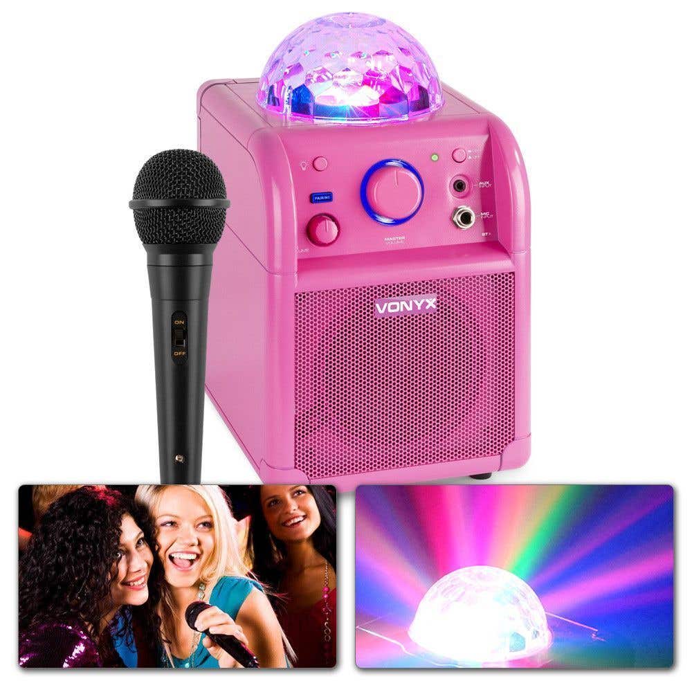 Vonyx SBS50P Enceinte Karaoké avec Microphone - Rose
