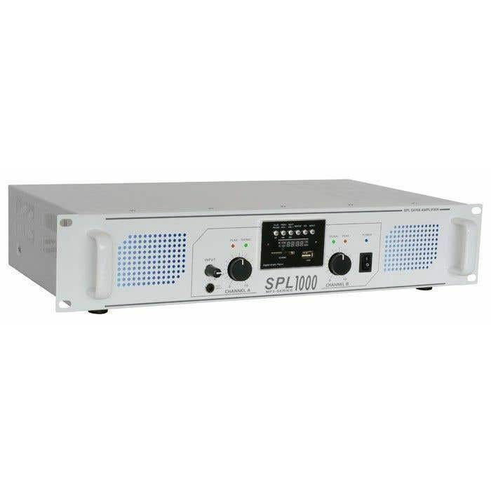 SkyTec SPL1000 MP3 - Amplificateur Professionnel, 2X 500 Watts, SD/MP3/USB - Blanc