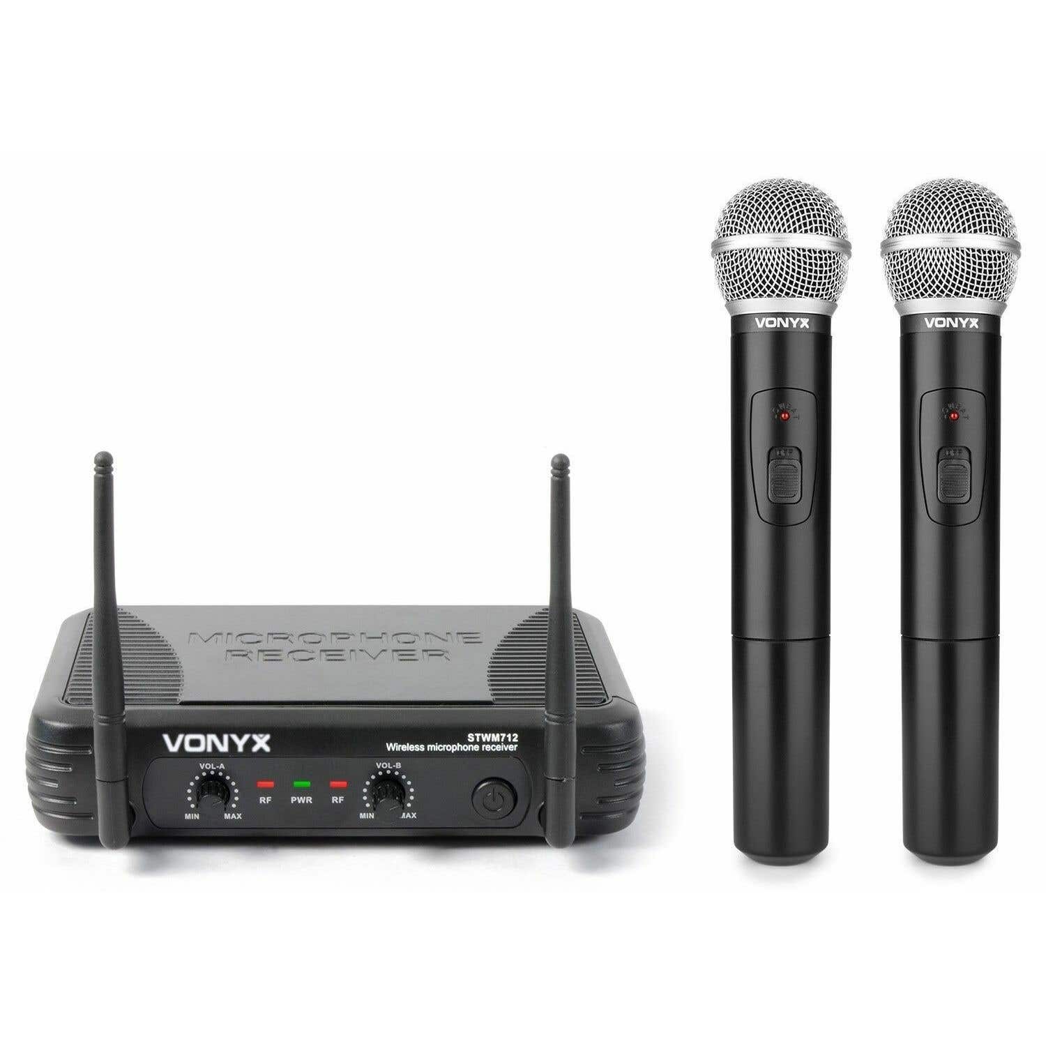 Vonyx STWM712 - Système Micro sans Fil VHF 2 canaux. Disponible chez Sono Matériel - Vue 1