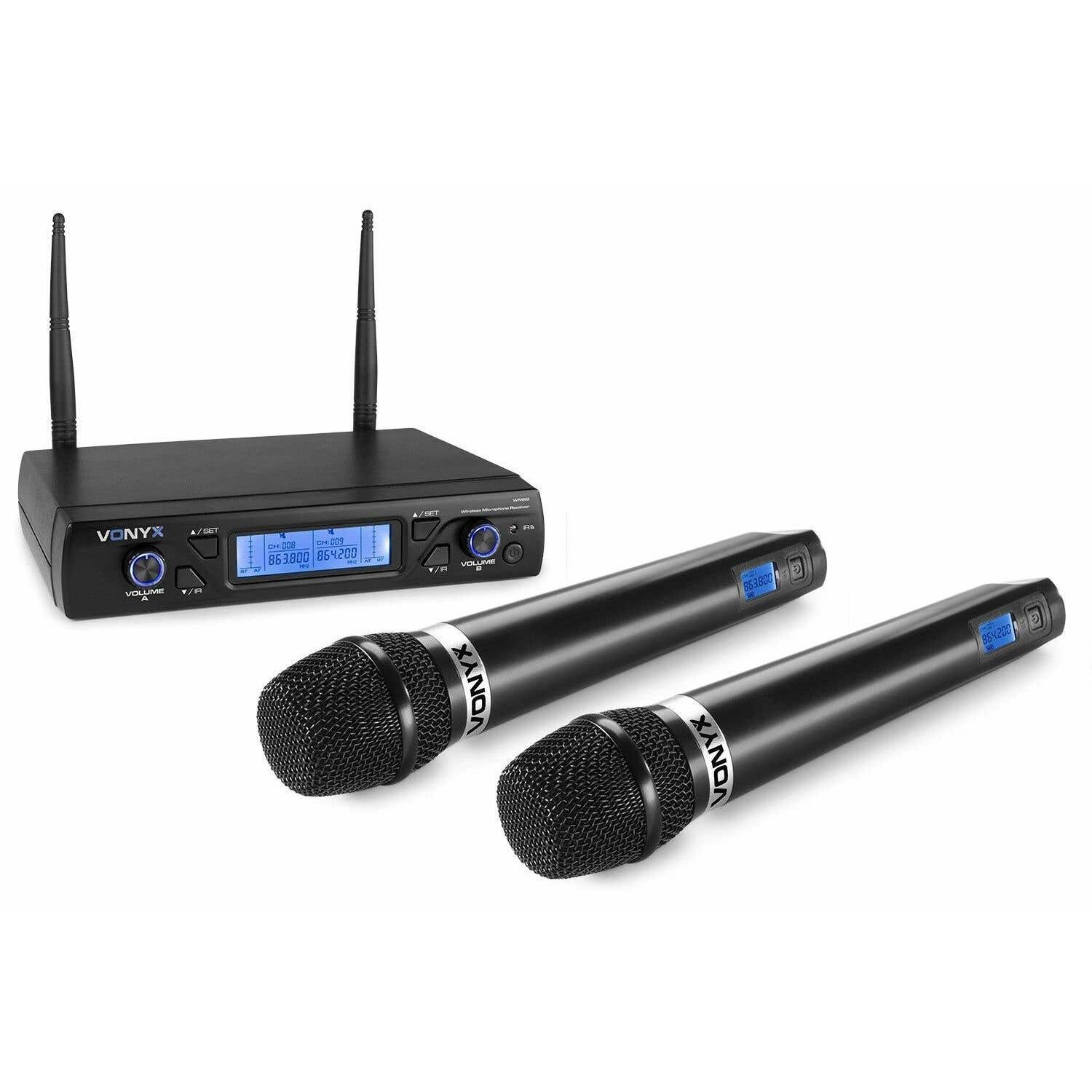 Lot de 2 Microphones sans Fil avec récepteur sans Fil, Professionnel