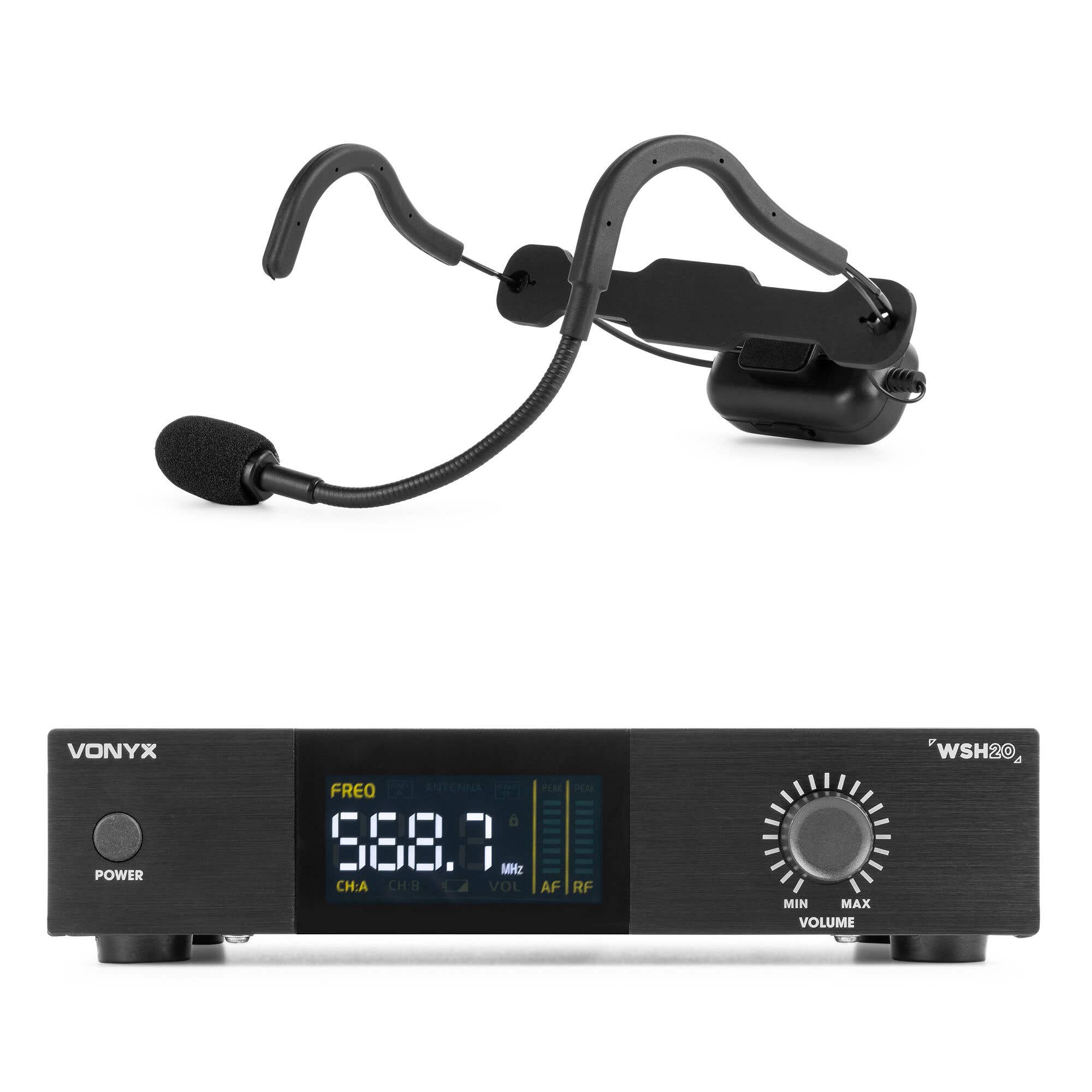 Vonyx WSH20 – Micro-casque sans fil UHF avec récepteur rack 19 pouces