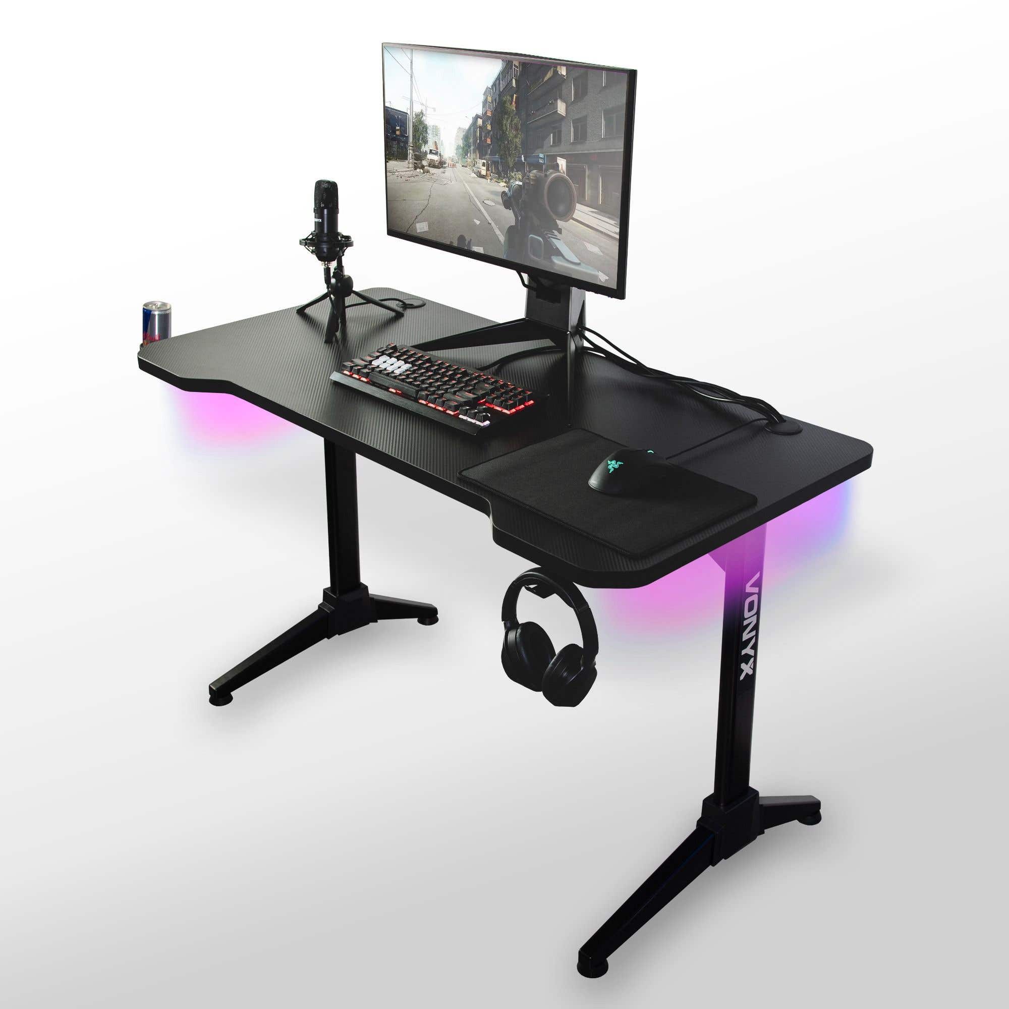 Vonyx DB20 - Bureau Gaming LED 120cm - Noir