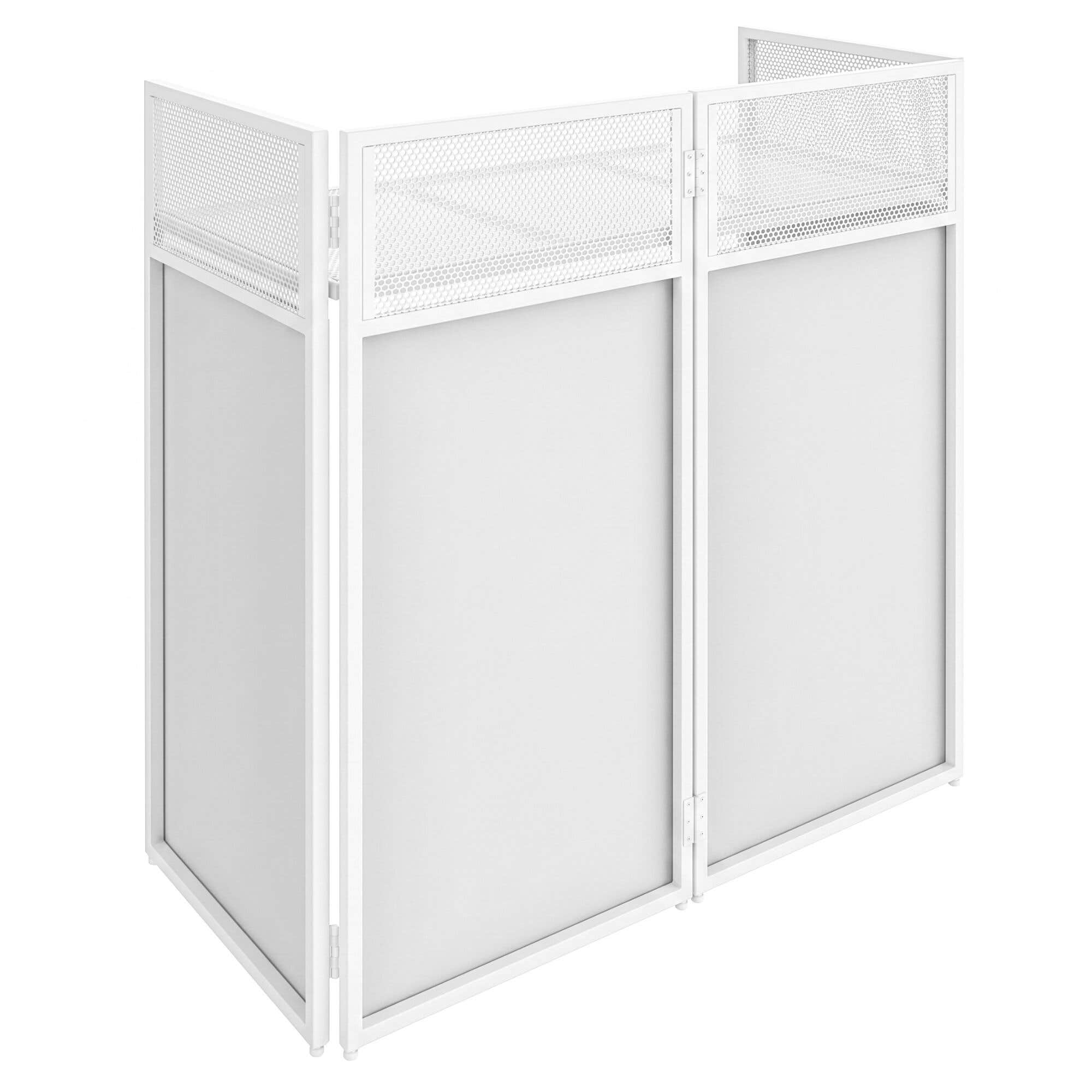 Vonyx DB4W Pro - Stand DJ Repliable 4 Panneaux avec Structure, Toiles et Sacoches, 110 cm - Blanc