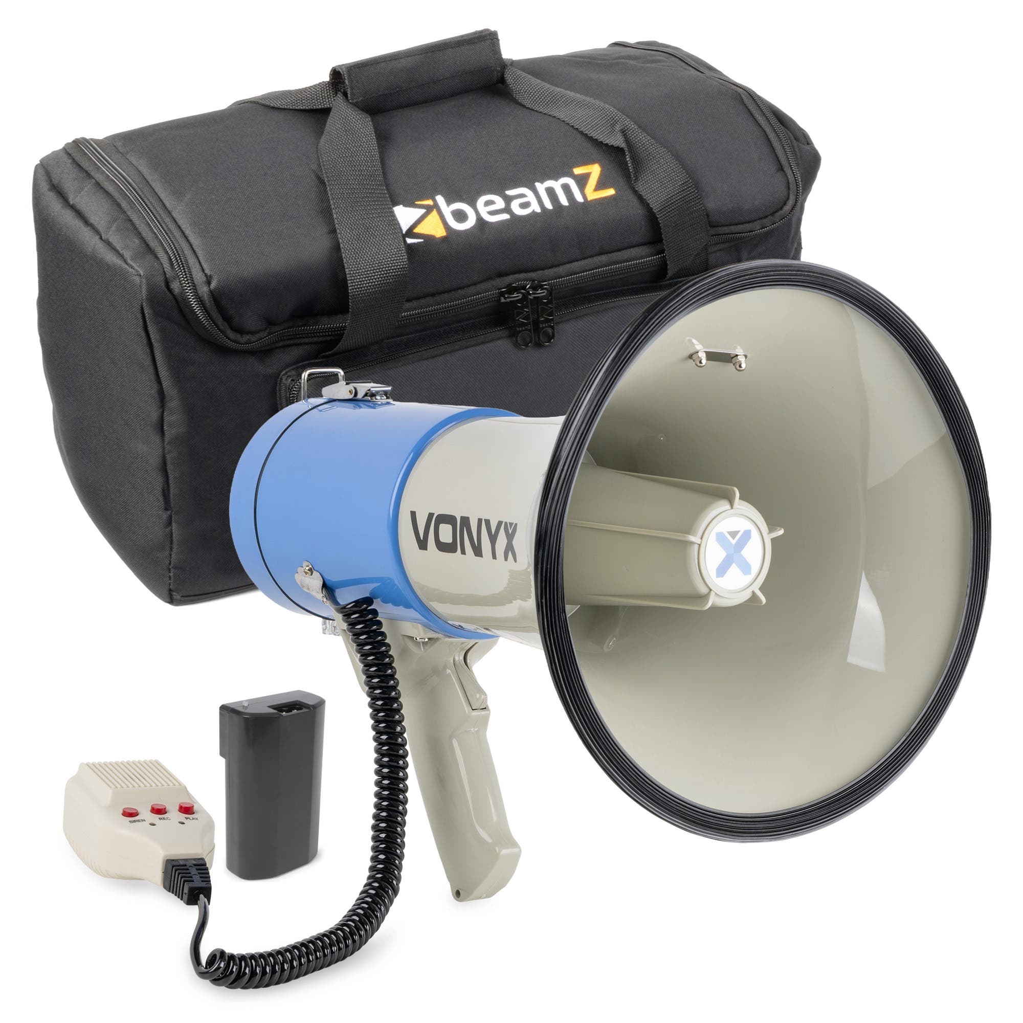 Kit mégaphone professionnel complet avec sac de transport et batterie compatible