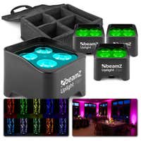 BeamZ BBP90 - 4x Projecteurs d'Ambiance sur Batterie 4 x 4 Watts RGB-UV - Noir + Sac de Transport. Disponible chez Sono Matériel - Vue 1