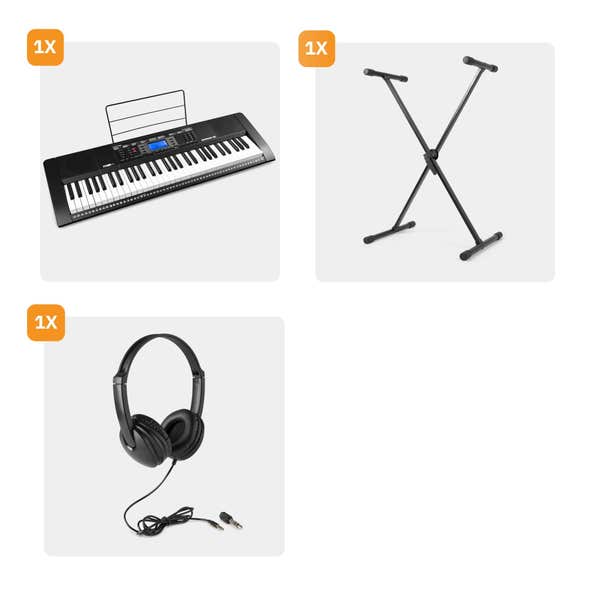 Tastiera MIDI Rhapsody61M 61 Tasti – 600 Suoni, Display LCD, USB, MP3, Altoparlanti, Set Con Supporto E Cuffie