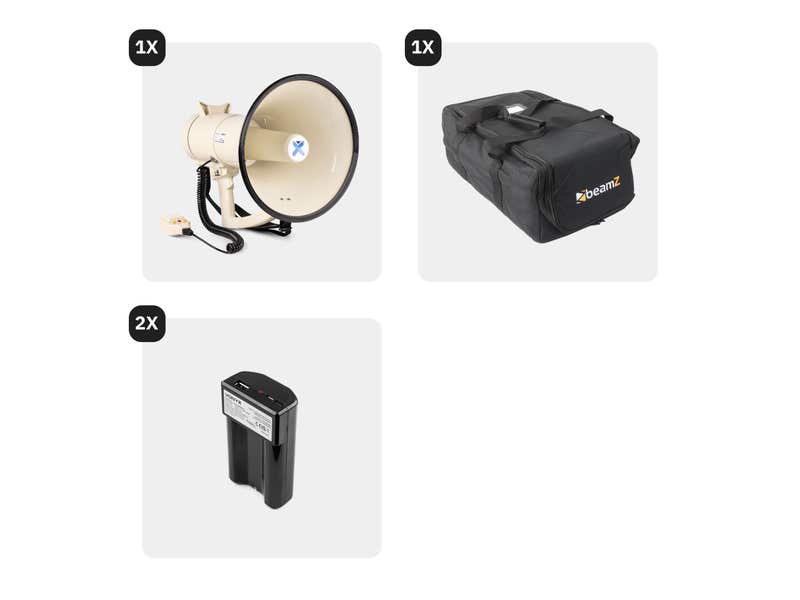 VONYX MEG045 Mégaphone 45W Avec 2 Batteries Rechargeables Et Sac - Portée 1km Bluetooth MP3