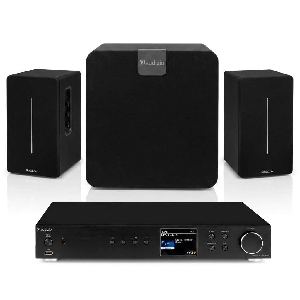 Audizio Pack Hi-Fi stéréo avec tuner DAB+, enceintes bibliothèque et caisson de basses