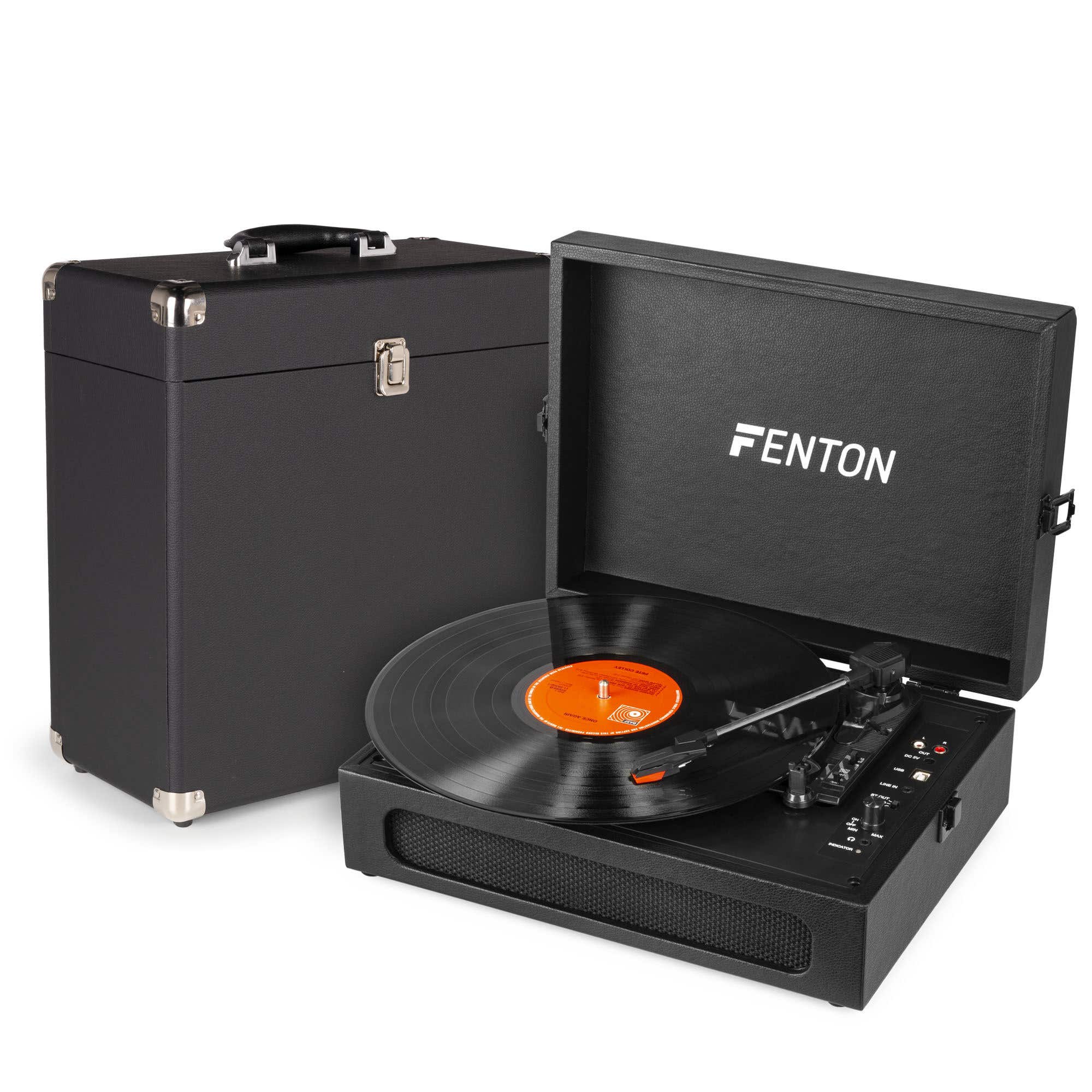 Pack Fenton RP118B Platine Vinyle avec un Étui de Rangement Audizio RC32 - Noir