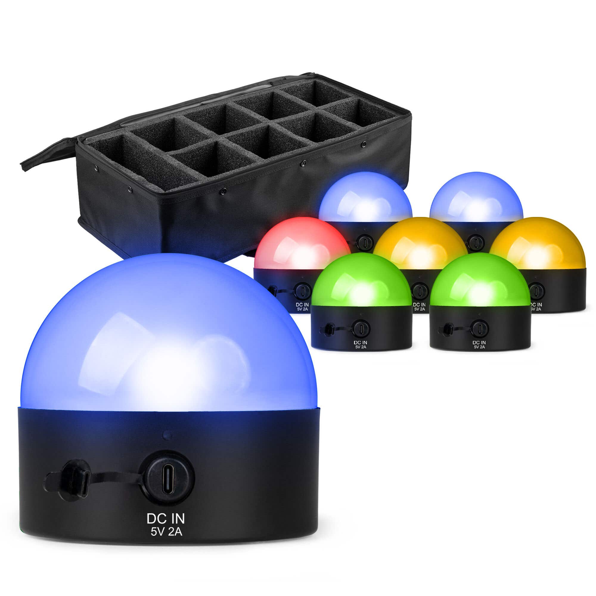 Pack - 8 BeamZ BTL32 - Lampes Magnétiques de Table RGBW WDMX Rechargeables - Éclairage Pro | Sac de Transport Inclus 