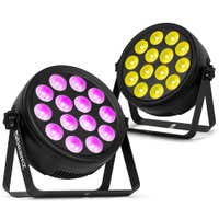 BeamZ BCC145 - Pack de 2 FlatPAR LED RGBW 14x 4W chacun - Extra-Plats avec Télécommande - Projecteurs PAR LED Compacts Slim pour DJ et Soirées. Disponible chez Sono Matériel - Vue 1