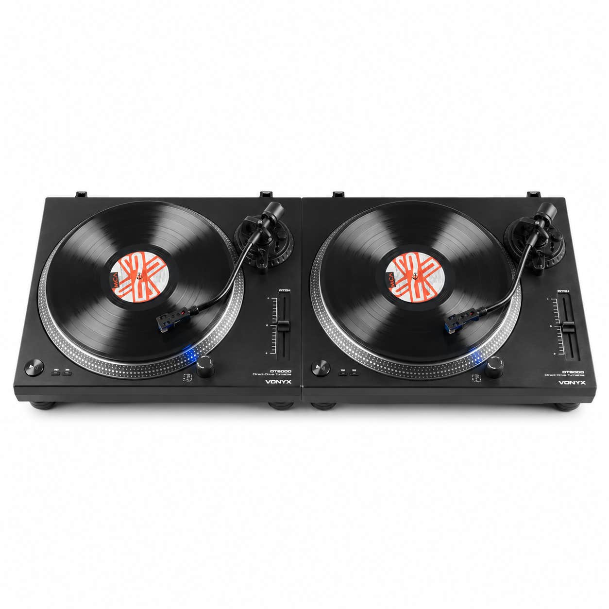 Vonyx DT6000 - Pack de 2 Platines Vinyles DJ Direct Drive - Cellule Audio-Technica - Entrainement Direct - Mix et Scratch 