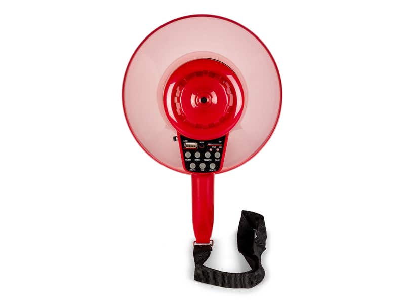VONYX MEG050L Mégaphone 50W Avec Lampe Torche LED - Bluetooth, MP3, Sirène, Enregistrement - Idéal Manifestations, Sports, Urgences - Portée 1 Km