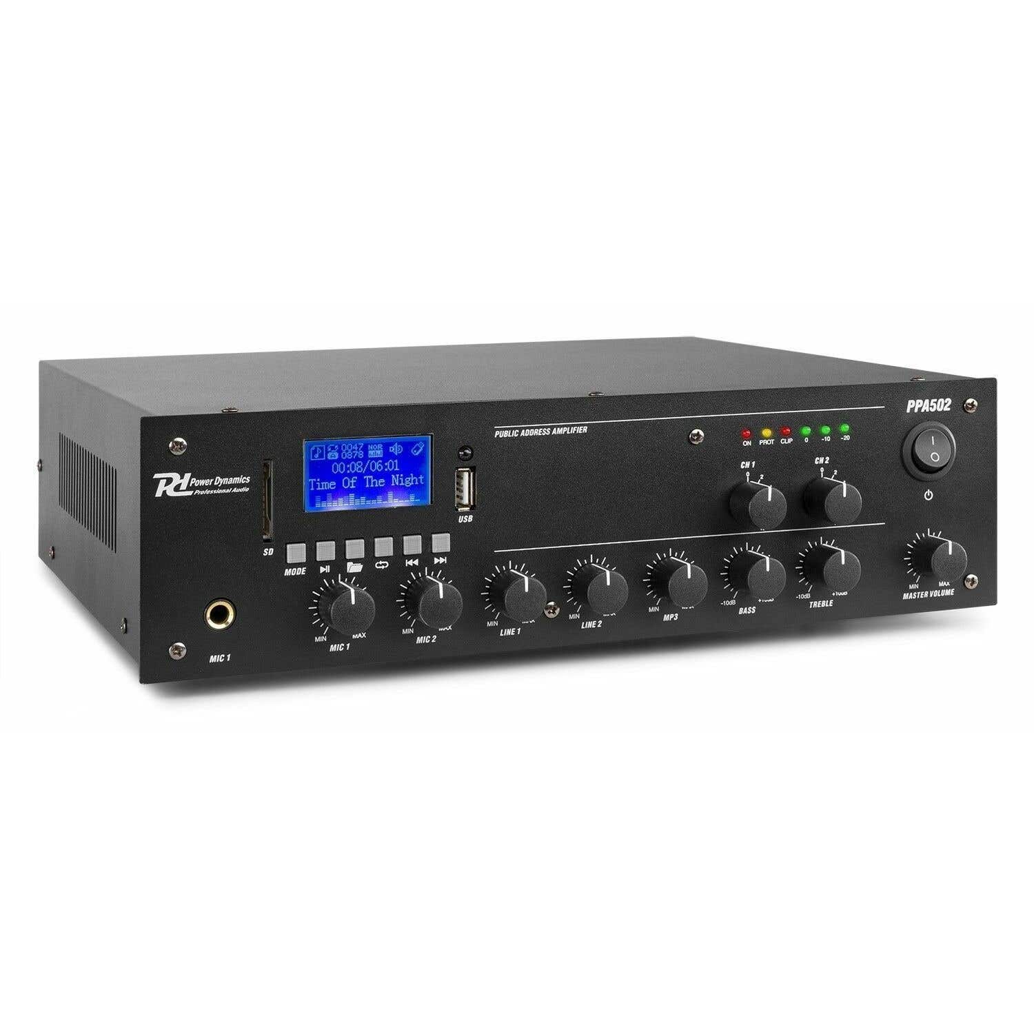 Power Dynamics PPA502 - Amplificateur 2 Zones avec Bluetooth 100V 50W