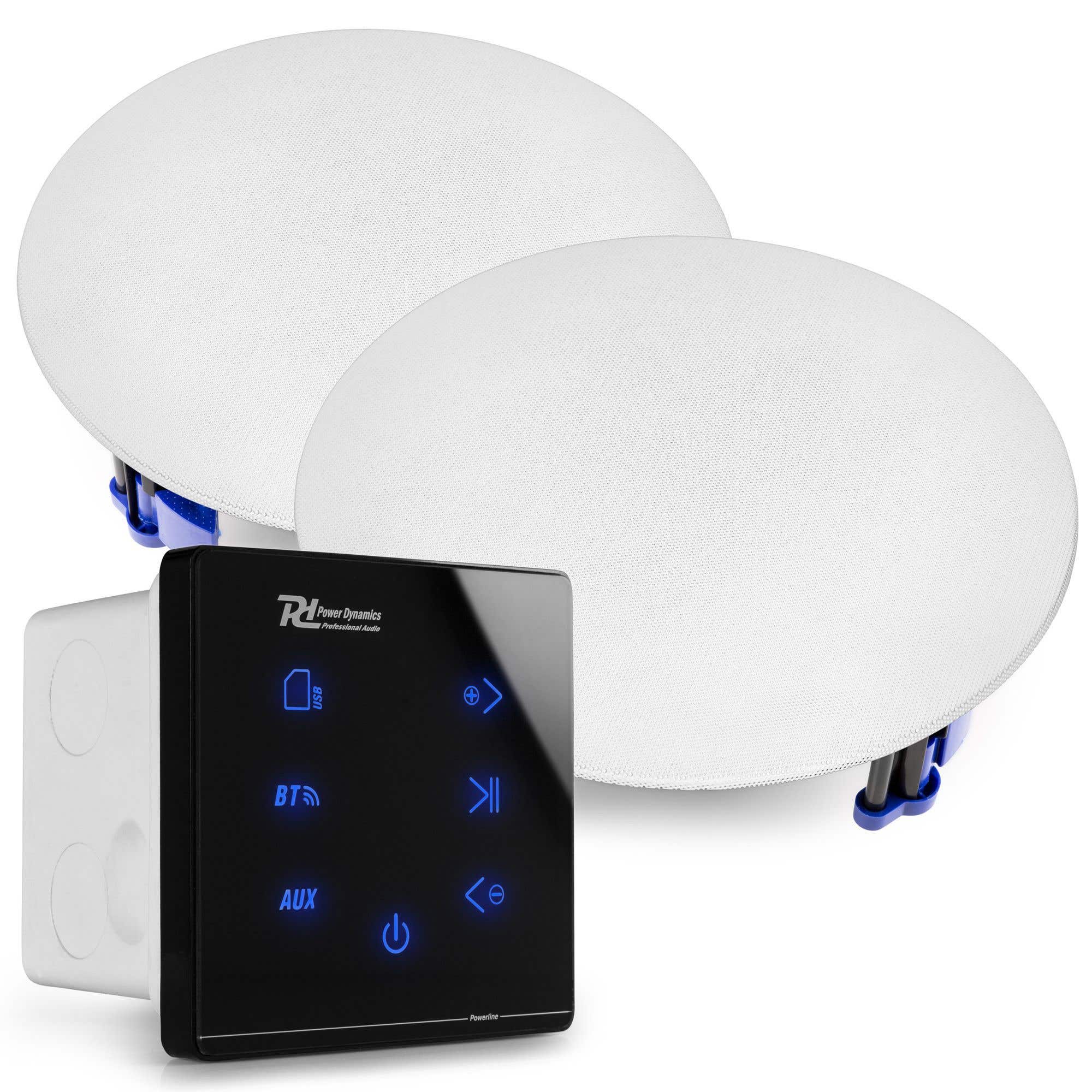 Power Dynamics Powerline A50BSET - Kit Amplificateur 2x 20 Watts - Enceintes Blanches