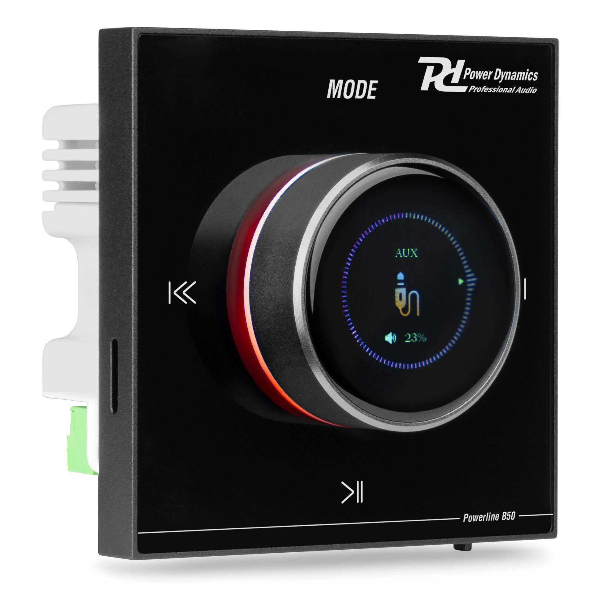Power Dynamics Powerline B50B - Amplificateur Mural Audio 2 x 25W avec BT et Écran LCD - Noir
