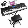 Max Rhapsody61 - Clavier Électronique 61 Touches Pack Complet Débutant - avec Banc, Stand, Micro et Casque