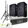 SkyTec Kit Sono DJ 1000W avec Amplificateur, Haut-Parleurs 15