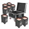 BeamZ BBP96 - Lot de 8 Projecteurs PAR LED sur Batterie RGBAW-UV DMX 72 Watts avec Flightcase