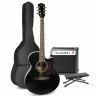 Max ShowKit - Guitare Électro-Acoustique Pack Débutant Ampli 40 Watts et Repose-pied - Noire