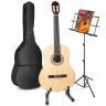 Max SoloArt - Guitare Acoustique Classique Pack Débutant avec Pupitre et Stand - Couleur Érable