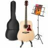 Max SoloJam Western - Guitare Acoustique Pack Débutant avec Pupitre et Stand - Couleur Érable