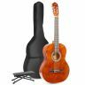 Max SoloArt - Guitare Acoustique Classique Pack Débutant avec Repose-Pied - Couleur Noyer