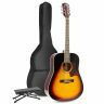 Max SoloJam Western - Guitare Acoustique Pack Débutant avec Repose-Pied - Sunburst