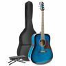 Max SoloJam Western - Guitare Acoustique Pack Débutant avec Repose-Pied - Bleue