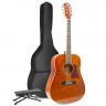 Max SoloJam Western - Guitare Acoustique Pack Débutant avec Repose-Pied - Couleur Noyer