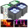 BeamZ BBP94 - Lot de 4 Projecteurs PAR Uplight sur Batterie RGB-UV DMX - 40 Watts