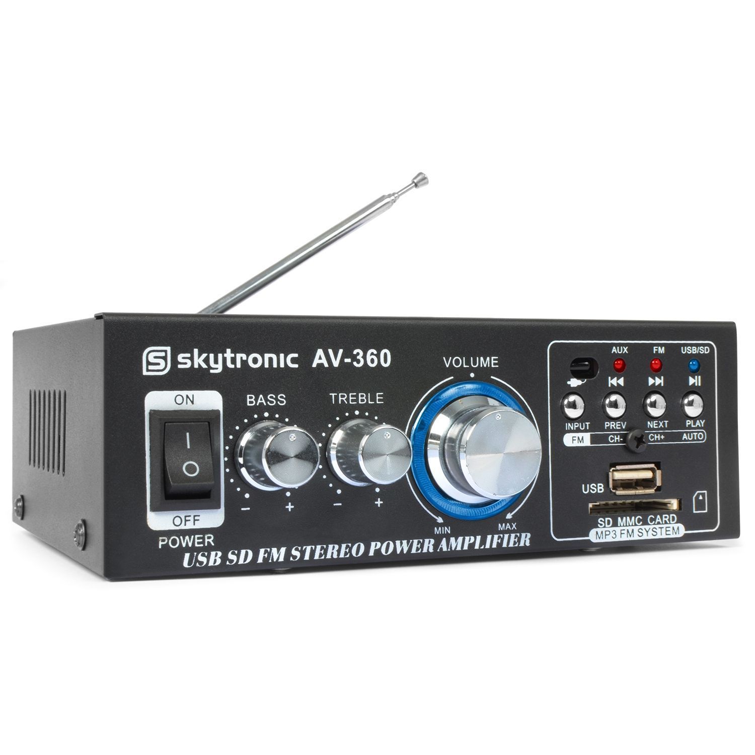 Amplificateur Skytronic karaoké USB/SD/FM 160W + 2 Enceintes HiFi 140W + 2  Micros noir