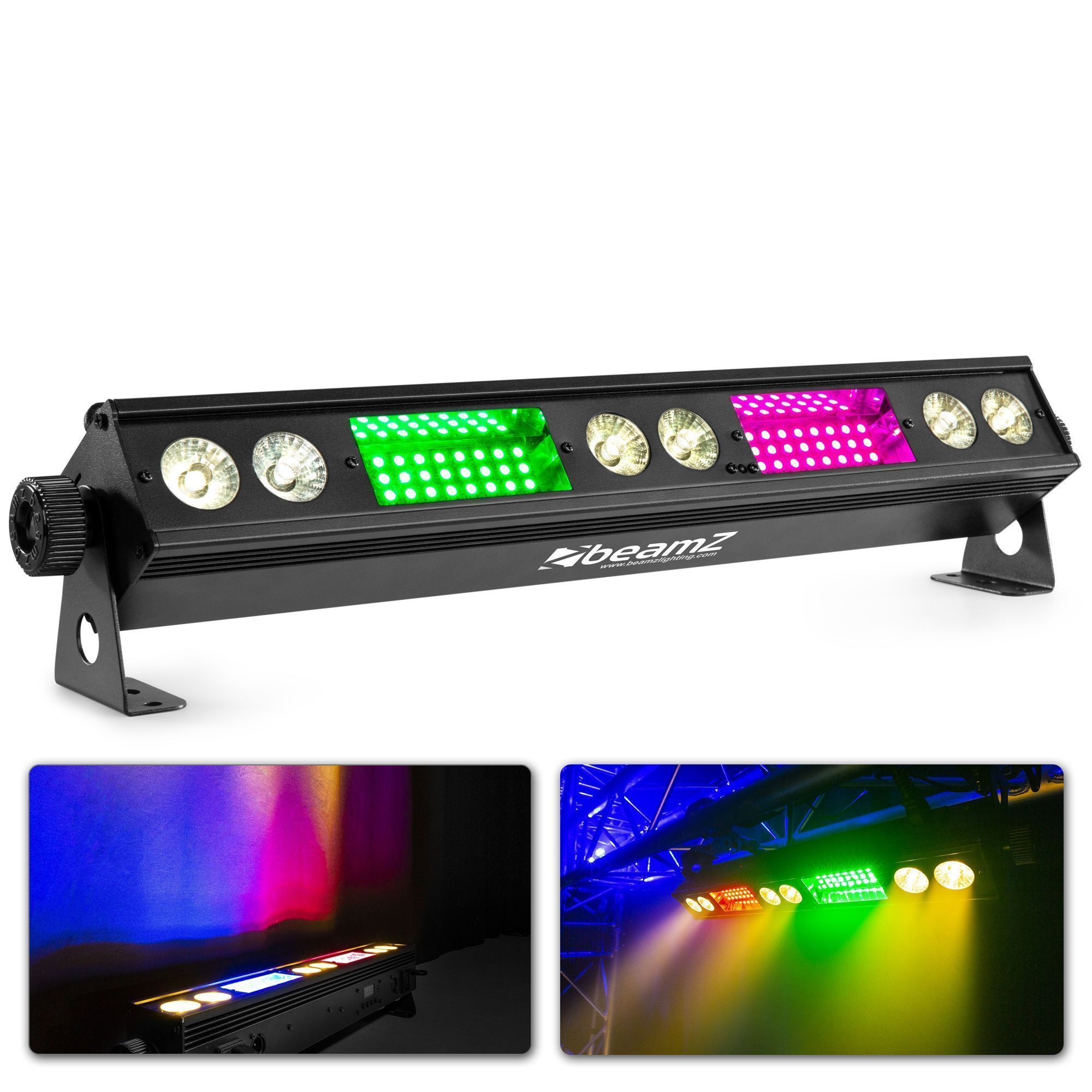 Eclairage et jeux de lumière Beamz Corvus Lampe de scène RGB - avec  Télécommande, Faisceaux lumineux rotatifs, Modes DMX 11 canaux