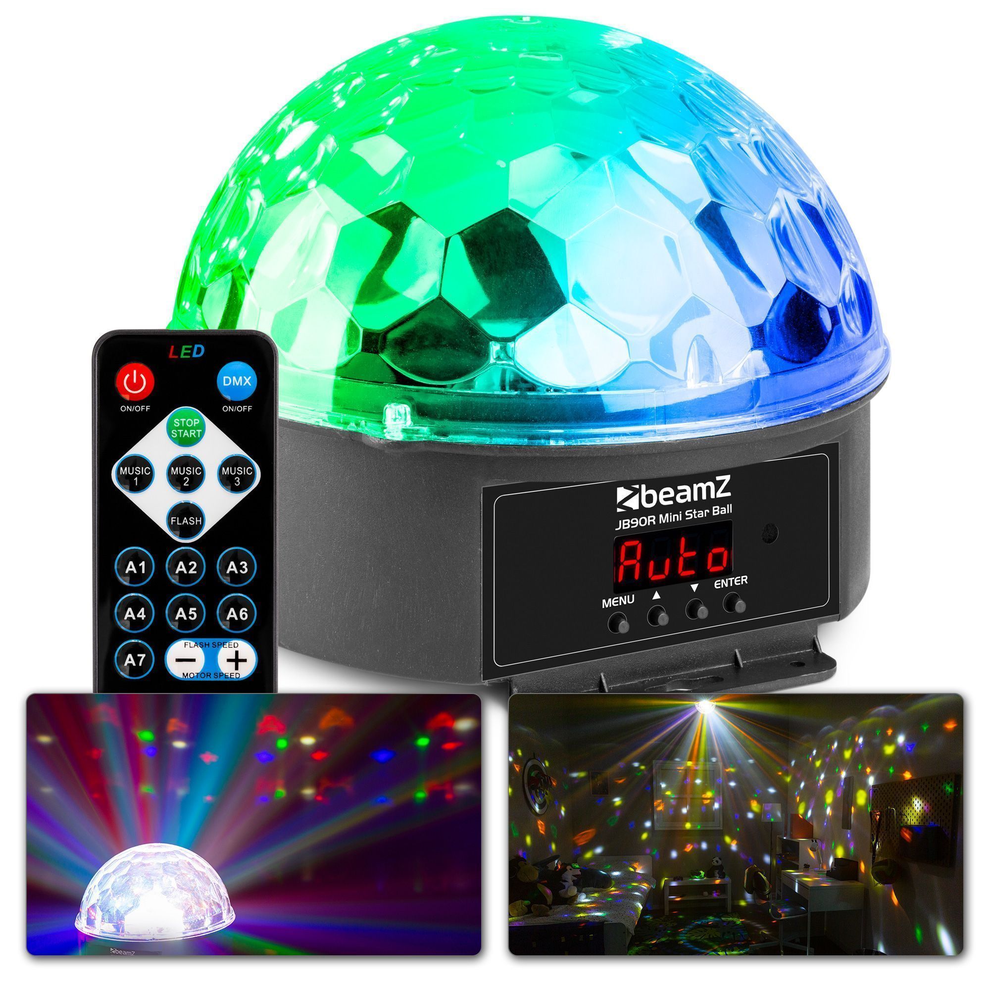 Kit d'Éclairage Complet BeamZ avec Laser, Jeu de Lumière Jelly Ball et  Stroboscope