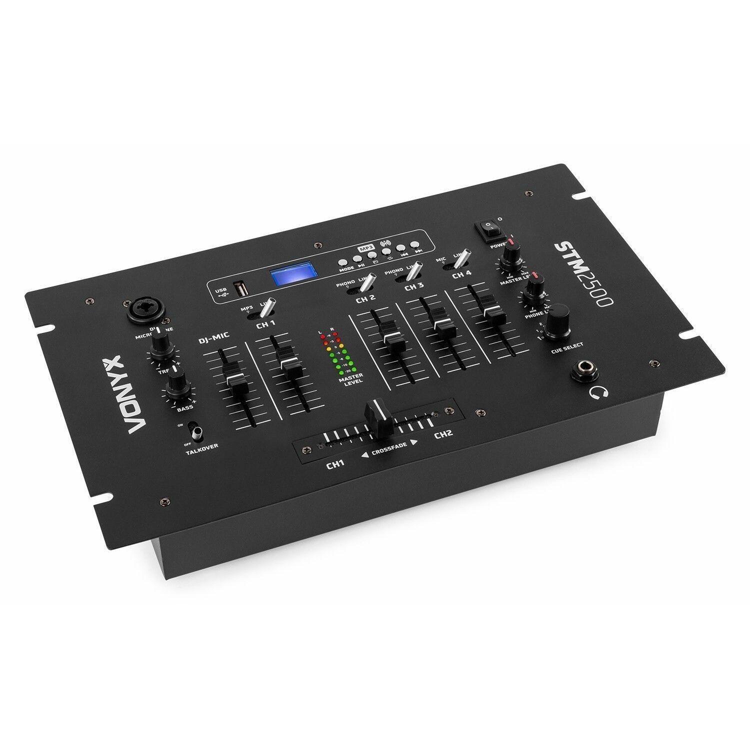 Mixeur DJ Table de Mixage Ampli Bluetooth USB 2 Canaux Entrées