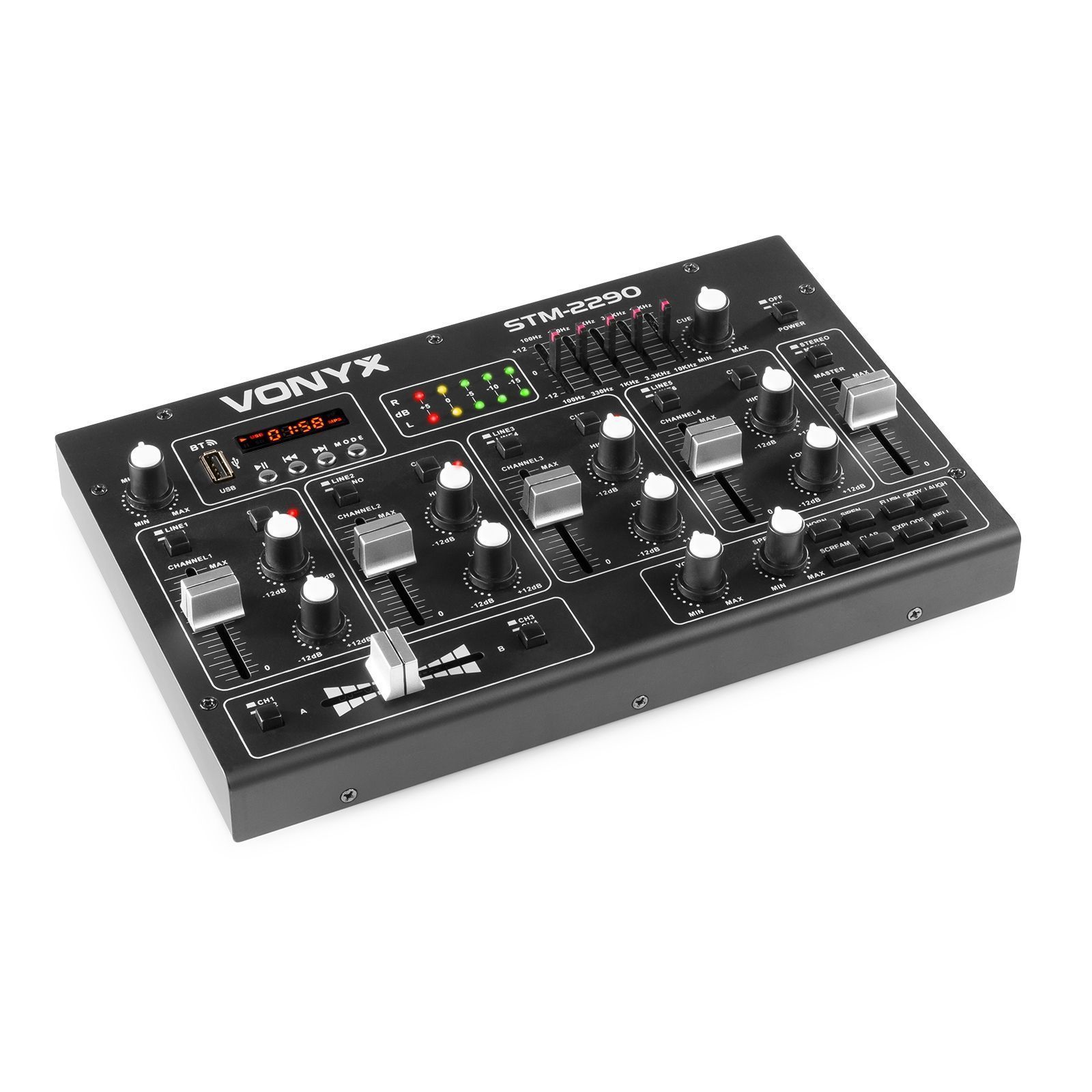 Vonyx STM2290 - Table de Mixage DJ 8 canaux, entrée USB et SD, Bluetooth