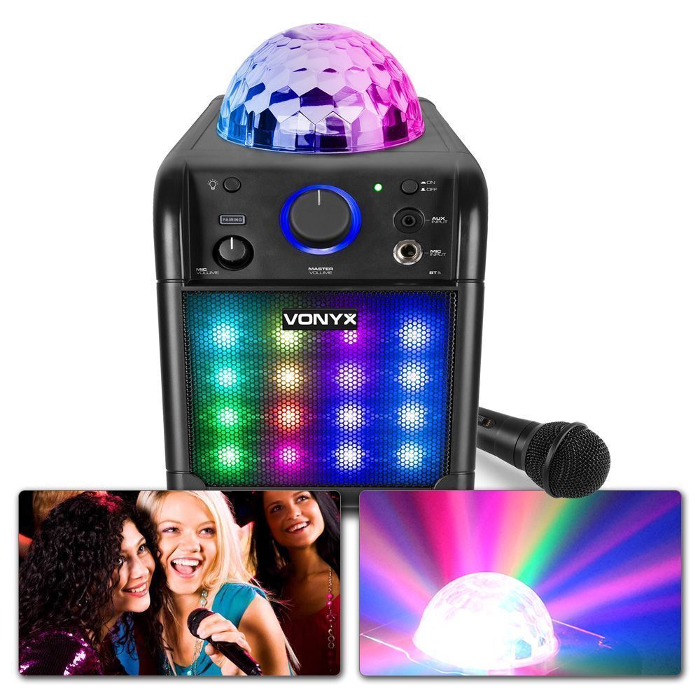 Enceinte rechargeable et karaoké avec effets vocaux et de lumières -  Bluetooth