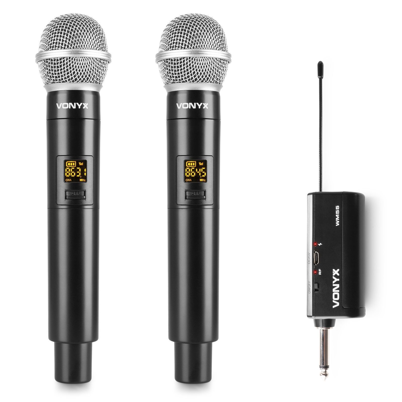 Vonyx WM82 - Set de 2 Microphones sans Fil UHF, avec Valise de Transport
