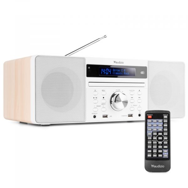 Audizio Prato Radio DAB+ et Lecteur CD avec Technologie sans Fil Bluetooth - Blanc