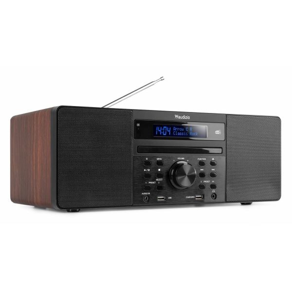 Audizio Prato radio DAB+ et lecteur CD avec technologie sans fil Bluetooth - Bois et Noir