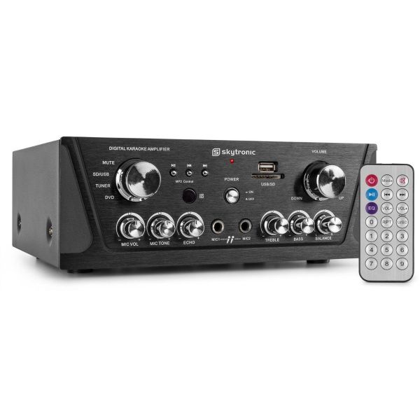 SkyTronic AV420B - Amplificateur karaoké FM/USB/SD - Noir