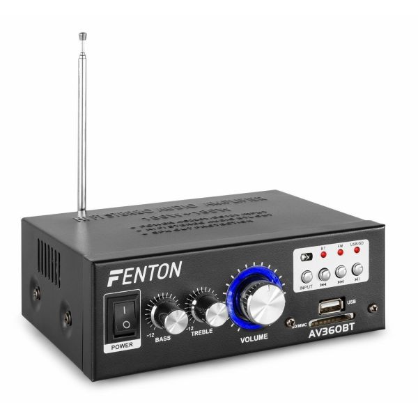 Fenton AV360BT - Amplificateur 2 x 40 Watts, FM/USB/SD/MP3, Bluetooth avec télécommande